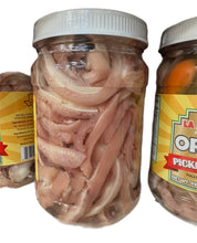 Load image into Gallery viewer, orejitas cueritos en vinagre seasoned pickled pork ears rinds in brine ready eat 13oz 2 pk
