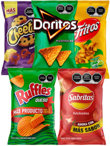 Sabritas Mexican Papas Chips Variety Pack SMALL Box w/5 bags Mexican Snacks