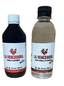 La Vencedora Mexican Vanilla Flavoring New Presentation 2 Dark & 2 Clear 8oz. Ea.