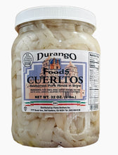 Load image into Gallery viewer, cueritos en vinagre seasoned pickled pork skins rinds in brine ready to eat 32oz