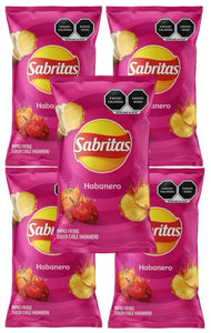 SABRITAS HABANERO HOT CHIPS 45g Box With 5 bags papas snacks Mexican Chips