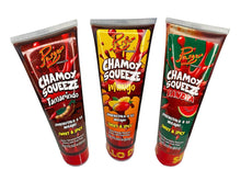 Load image into Gallery viewer, CHAMOY SQUEEZE VARIETY sauce with pulp mango watermelon &amp; tamarind for a spicy tangy &amp; sweet flavor 3 pk