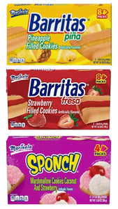 Marinela Mix | Barritas Piña | Barritas Fresa | Sponch |Mexican Cookies | 3 pack