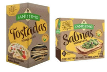 Load image into Gallery viewer, Sanissimo Salmas Salted Oven Baked Corn Crackers Round 216g + 8 Pk. 144g Bundle