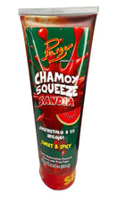 Load image into Gallery viewer, CHAMOY SQUEEZE VARIETY sauce with pulp mango watermelon &amp; tamarind for a spicy tangy &amp; sweet flavor 3 pk