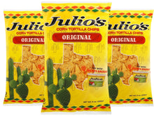Load image into Gallery viewer, Julio's Original Seasoned Corn Tortilla Chips 9oz. Pack of 3
