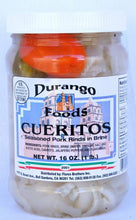 Load image into Gallery viewer, cueritos en vinagre seasoned pickled pork skins rinds in brine ready to eat 32oz