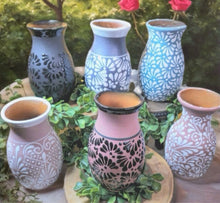 Load image into Gallery viewer, Talavera Authentic Mexican Florero Flower Base Handmade Handpainted Barro Engove 1 Pc