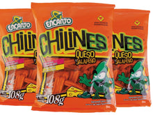 Load image into Gallery viewer, Encanto Chilines Queso y Jalapeno Corn Chips Authentic Mexican Snacks 3 Pack