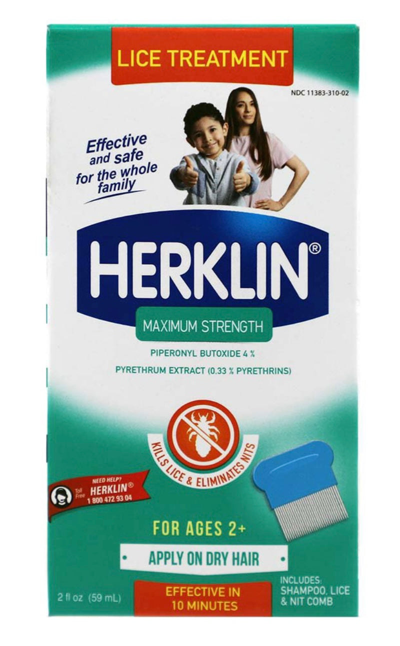 HERKLIN SHAMPOO FOR LICE EGGS MATA PIOJOS Y LIENDRES FREE COMB/PEINE
