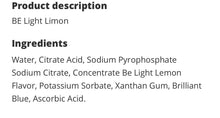 Load image into Gallery viewer, 4 x be light limon flavored water zero calorie zero sugar 1.5 liter 50oz mexico