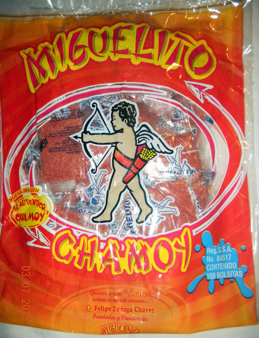 Miguelito Chamoy Chilito Polvo Mexican Sweet & Sour Chili Powder Candy 100 Pcs