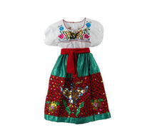 Load image into Gallery viewer, China Poblana Girls Sz XS-XL Folklorico Tri-Color Dress Set W/Eagle Sequin NWOT