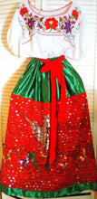 Load image into Gallery viewer, China Poblana Girls Sz XS-XL Folklorico Tri-Color Dress Set W/Eagle Sequin NWOT