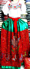 Load image into Gallery viewer, China Poblana Girls Sz XS-XL Folklorico Tri-Color Dress Set W/Eagle Sequin NWOT