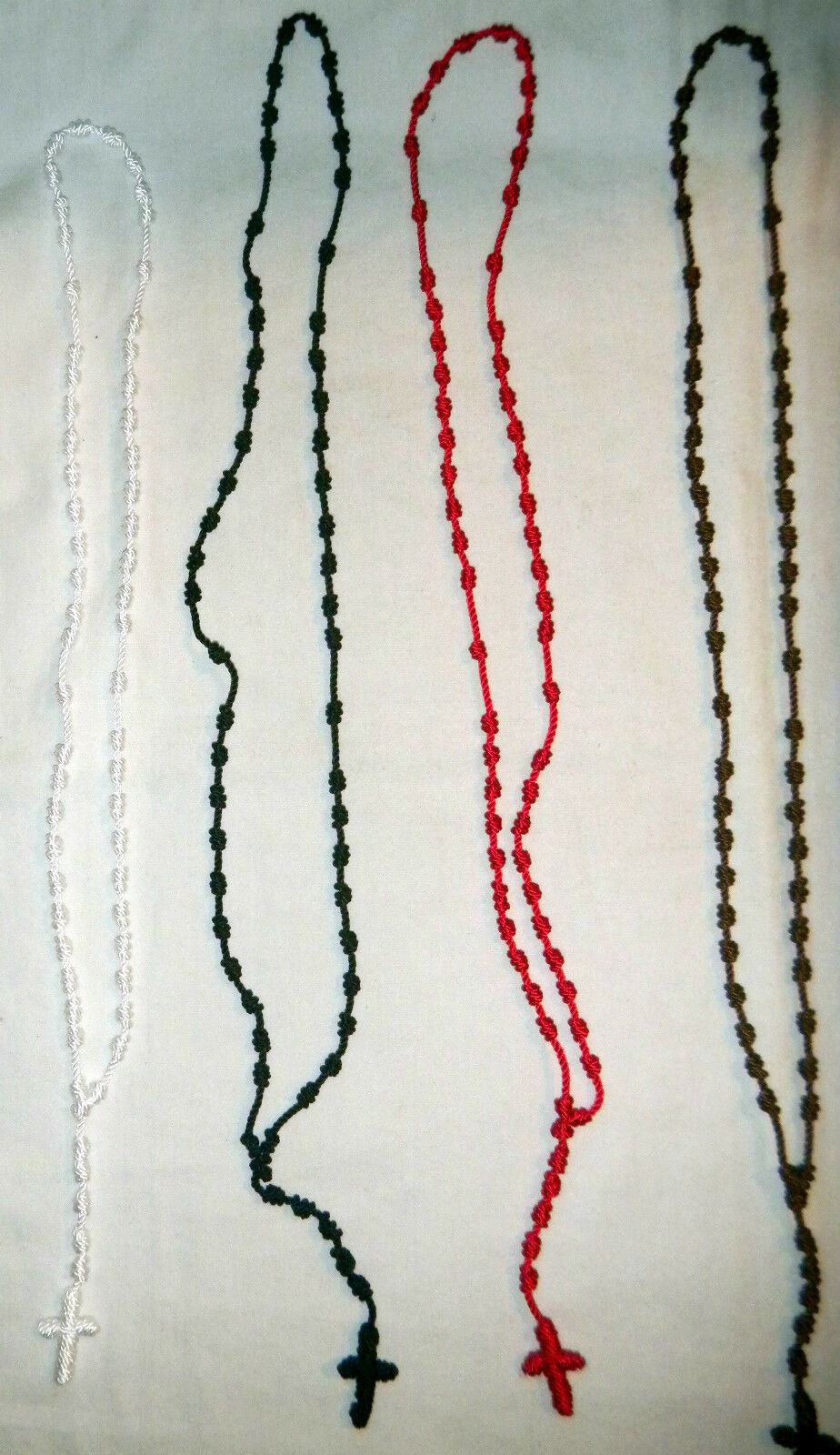 Many Colors Fashion Knot Threaded Rosary Rosario Necklaces W/Cross