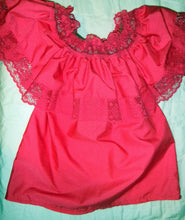 Load image into Gallery viewer, Womens Off-Shoulder Ruffle Top W/Floral Embroidery Folklorico Dance Handmade