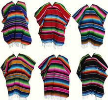 Load image into Gallery viewer, Uni-Sex Adult One Size Multi-Color Mexican Zarape Serape Poncho Folklorico NWOT