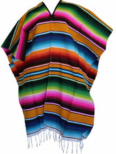 Load image into Gallery viewer, Uni-Sex Adult One Size Multi-Color Mexican Zarape Serape Poncho Folklorico NWOT