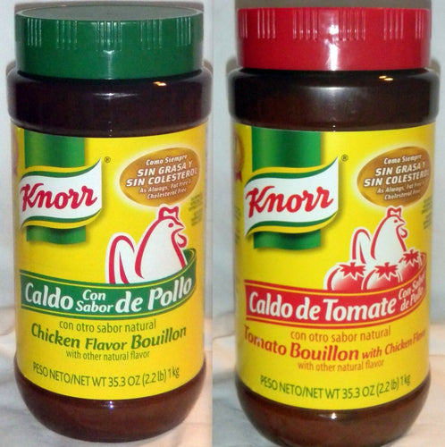 2 X Mixed Knorr Tomato Bouillon Chicken Bouillon 35.3oz/2.2Lb Bottle From Mexico