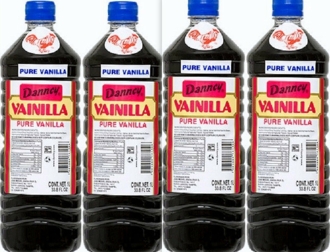 4 X Dark Danncy Pure Mexican Vanilla Extract 33oz1L Ea Plastic Botle From Mexico