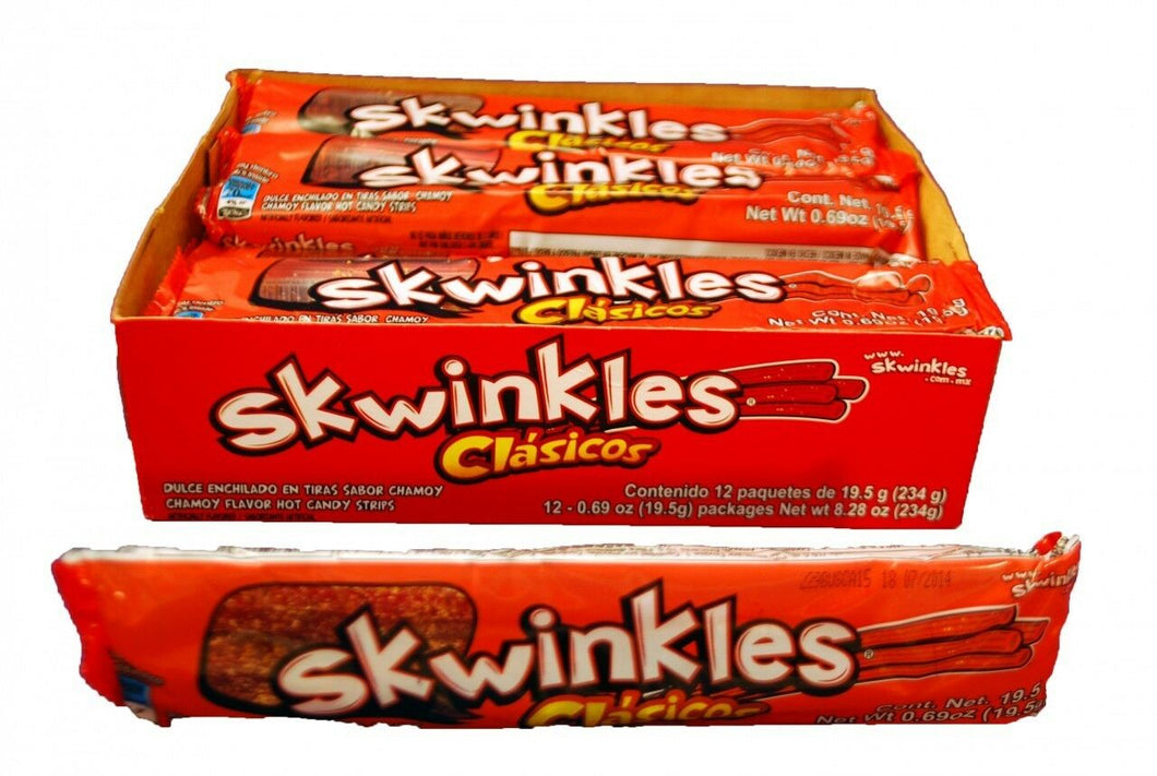 Skwinkles Tiras Sabor Chamoy Hot Candy Strips Mexican Candy 12 Pcs Sealed