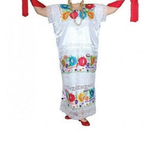 Load image into Gallery viewer, Yucatan Womens Folklorico Traditional Dance Fiesta Dress Embroidery Blck Wht New