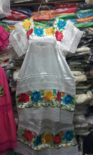 Load image into Gallery viewer, Yucatan Womens Folklorico Traditional Dance Fiesta Dress Embroidery Blck Wht New