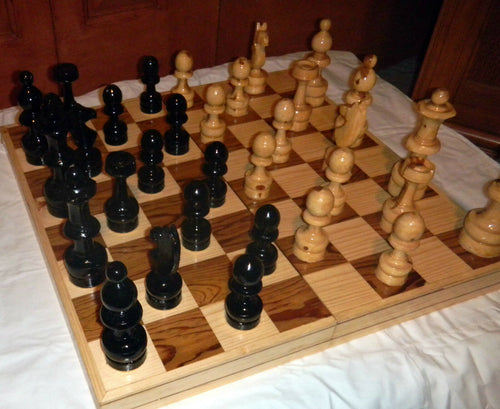 17X17 Square Box All Wood Pcs Ajedrez Chess Game Set Handcrafted From Mexico New