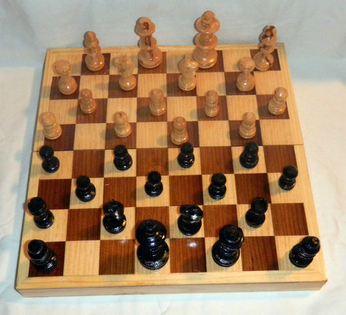 10X10 Square Box All Wood Pcs Ajedrez Chess Game Set Handcrafted In Mexico New