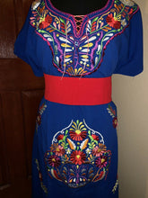 Load image into Gallery viewer, Campesino Kimono Blue Womens Dress OSFA Multi Color Flower Embroidery New