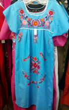 Load image into Gallery viewer, Womens XS-XXXL Mexican Folklorico Tehuacan Puebla Dress Tunic Floral Embroidery
