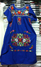 Load image into Gallery viewer, Womens XS-XXXL Mexican Folklorico Tehuacan Puebla Dress Tunic Floral Embroidery