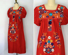 Load image into Gallery viewer, Womens XS-XXXL Mexican Folklorico Tehuacan Puebla Dress Tunic Floral Embroidery