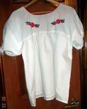 Load image into Gallery viewer, Womens White Top W/Beautiful Floral Eagle VIVA MEXICO Folklorico Embroidery NWOT