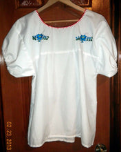 Load image into Gallery viewer, Womens White Top W/Beautiful Floral Eagle VIVA MEXICO Folklorico Embroidery NWOT
