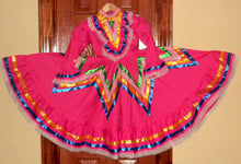 Load image into Gallery viewer, Girls Jalisco Dress With Super Wide Skirt Flow For Folklorico Dance Handmade New