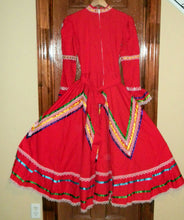 Load image into Gallery viewer, Girls Jalisco Dress With Super Wide Skirt Flow For Folklorico Dance Handmade New