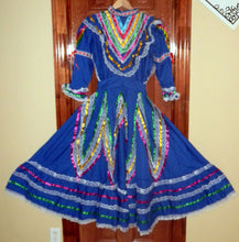 Load image into Gallery viewer, Girls Jalisco Dress With Super Wide Skirt Flow For Folklorico Dance Handmade New