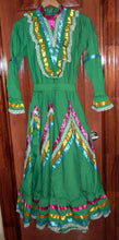 Load image into Gallery viewer, Girls Jalisco Dress With Super Wide Skirt Flow For Folklorico Dance Handmade New