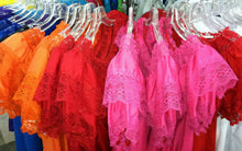 Load image into Gallery viewer, Women's Color Off-Shoulder Ruffle Top Lace Ribbon Mexico Folklorico Fiesta Dance