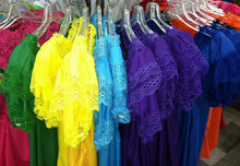 Load image into Gallery viewer, Women's Color Off-Shoulder Ruffle Top Lace Ribbon Mexico Folklorico Fiesta Dance