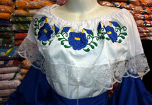 Load image into Gallery viewer, Girls Color Off-Shoulder Ruffle Top W/Floral Embroidery Mexico Folklorico Fiesta
