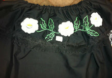Load image into Gallery viewer, Girls Color Off-Shoulder Ruffle Top W/Floral Embroidery Mexico Folklorico Fiesta
