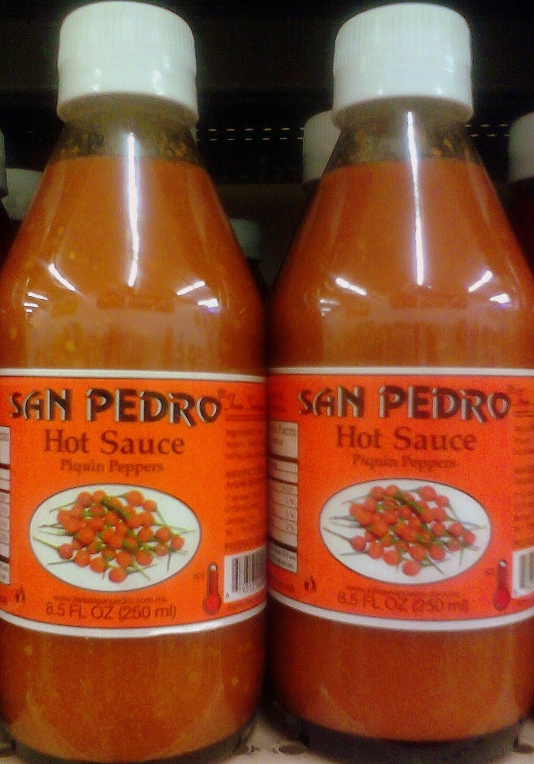 2 X SAN PEDRO Hot Sauce Red Piquin Peppers From Mexico 8.5oz 2 Glass Bottles