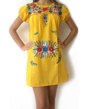 Load image into Gallery viewer, SHORT Womens S-XL Mexican Folklorico Tehuacan Puebla Floral Boho Dress Tunic NEW
