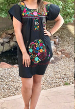 Load image into Gallery viewer, SHORT Womens S-XL Mexican Folklorico Tehuacan Puebla Floral Boho Dress Tunic NEW