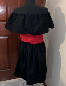 Campesino Black Flounce Womens Dress OSFA Multi Color Flower Embroidery New