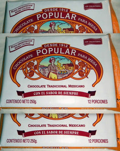 3 X CHOCOLATE POPULAR Tradicional Mexicano Makes 12 Cups 250g From Mexico