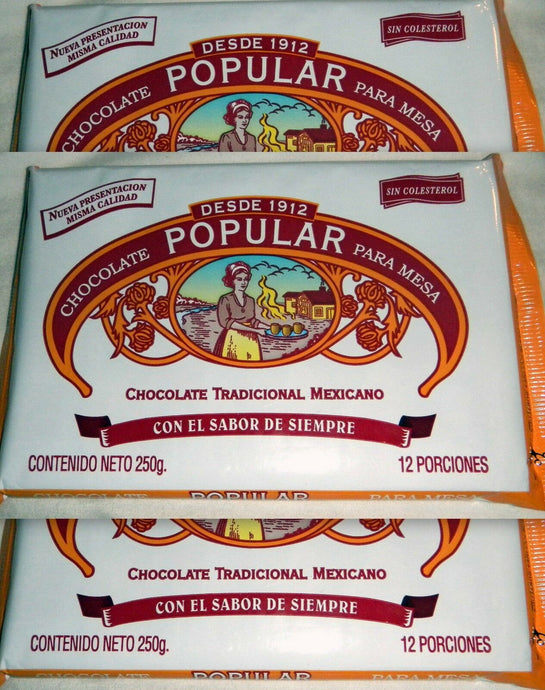 3 X CHOCOLATE POPULAR Tradicional Mexicano Makes 12 Cups 250g From Mexico